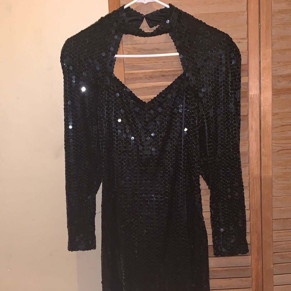 Vintage black sequin dress
